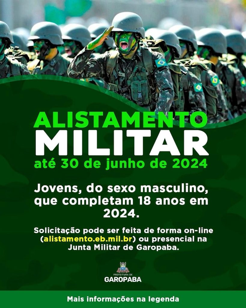 Atenção! Se você nasceu em 2006 e completa 18 anos em 2024, chegou a hora  de fazer seu Alistamento Militar! - Garopaba FM